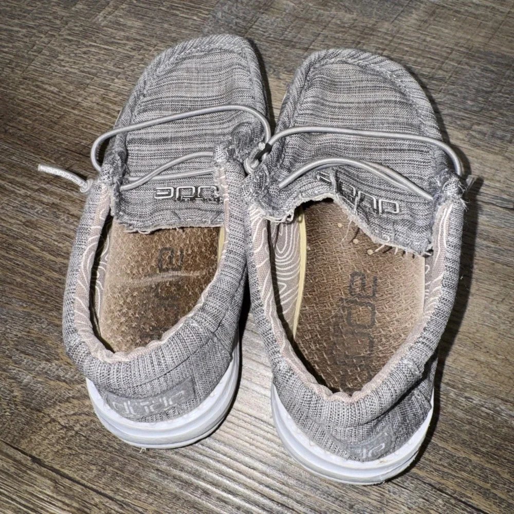 HEYDUDE Wally Toddler Kids Size 9 Linen Stone Gray Slip On Loafers Shoes